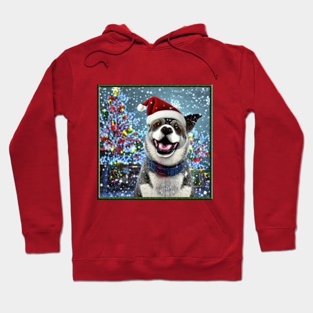 Happy anime christmas dog with tree Hoodie by Stades